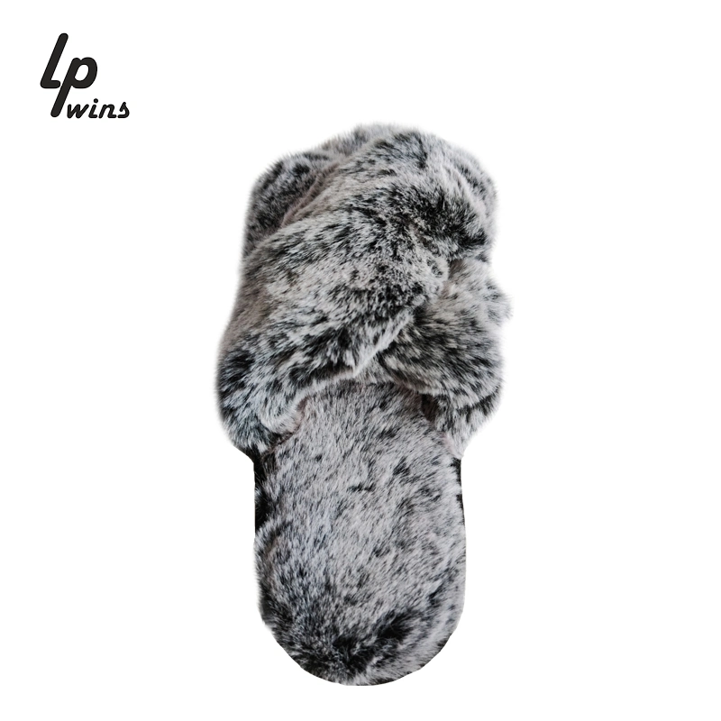Cheap Luxury Bunny Furry Faux Fur Slides for Ladies, Wholesale Women Flat Furry Slippers Plush Pink Indoor Fur Slides