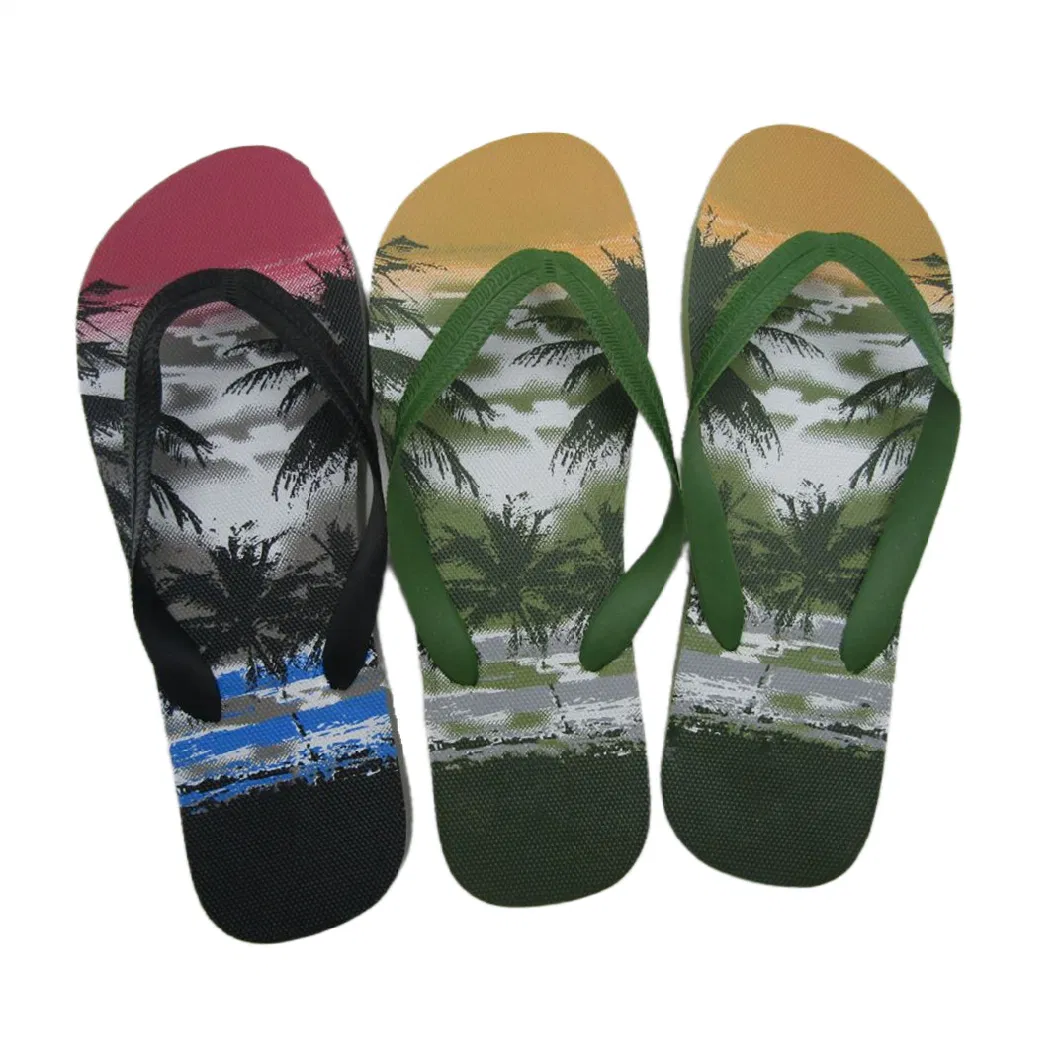 New Design Summer Beach Custom Mens Flip Flops PE Sole PVC Strap Home Slippers Men Customized Print and Logo Flip Flops Men