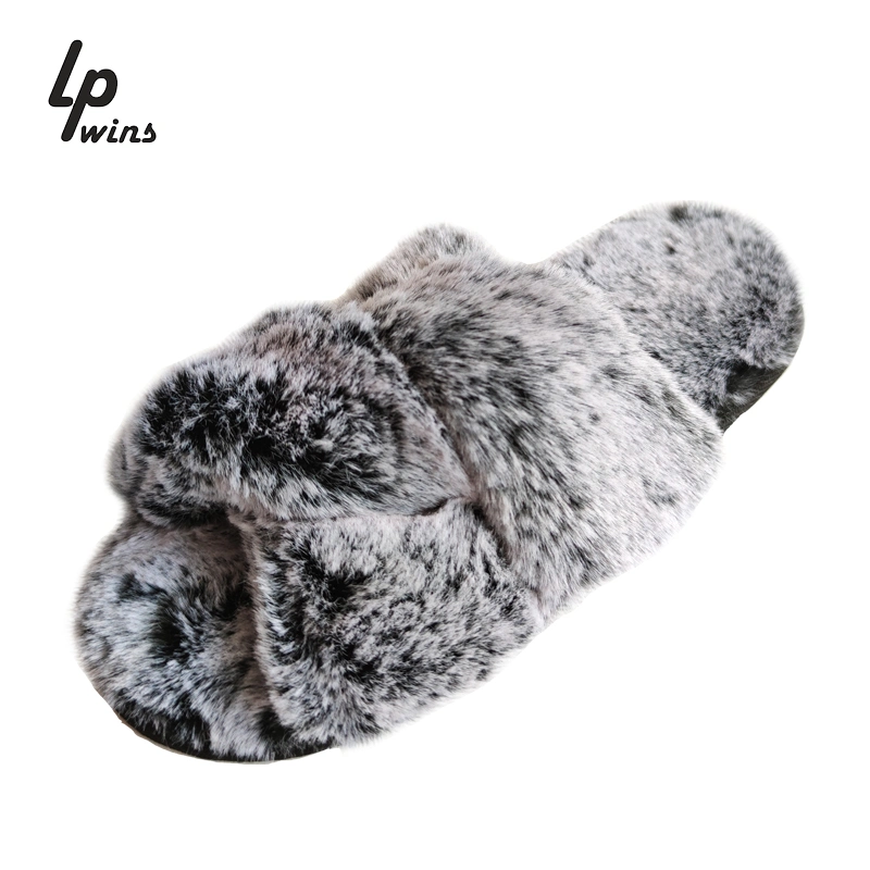 Cheap Luxury Bunny Furry Faux Fur Slides for Ladies, Wholesale Women Flat Furry Slippers Plush Pink Indoor Fur Slides