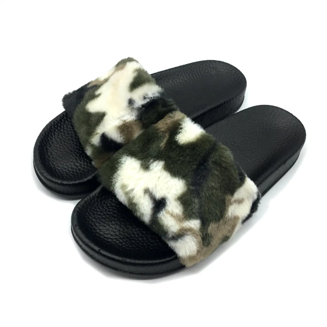 New Arrivals Factory Wholesale Women House Hot Sales Fluffy Furry Fur Slides for Ladies