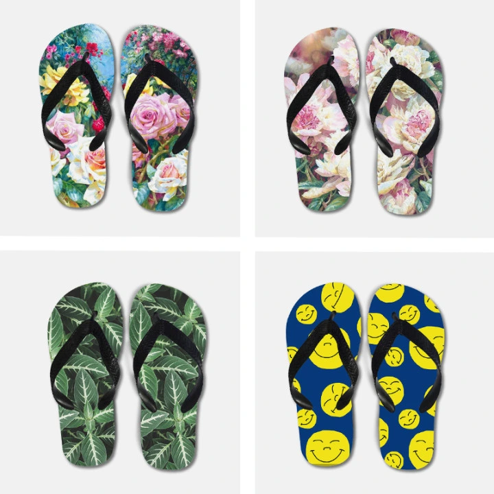 Happy Slides Manufacturer Wholesale Ladies Beach Custom Made Logo Flat Slippers Slide Outdoor Sandals for Women Flip Flops