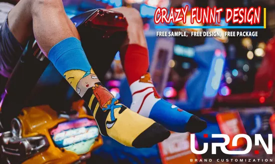 Free Sample Custom Men Cotton Socks Stocking Calcetines Happy Funny Crew Socks 