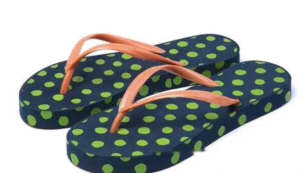 2021 Hot Selling New Design Summer EVA+PVC Blue Yellow White Stripe Print Flip Flops Sandal 