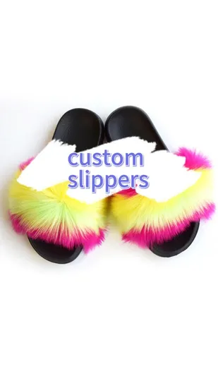 Fox Sandals Furry Faux Fur Slippers Fluffy Imitation Fur Slides for Women Ladies Matching Good Quality Bag Set 