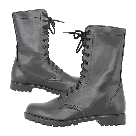 Double Safe Tactical Officer Brown PU Leather Shoes with Shoelace Hiking Men′s Formal Dress Combat Shoes 
