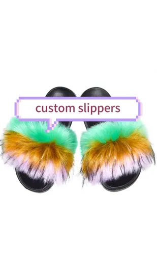 Custom High Quality Indoor Slippers Factory Direct Wholesale Imitation Fur Slippers Faux Fur Slides with PVC or EVA Sole 