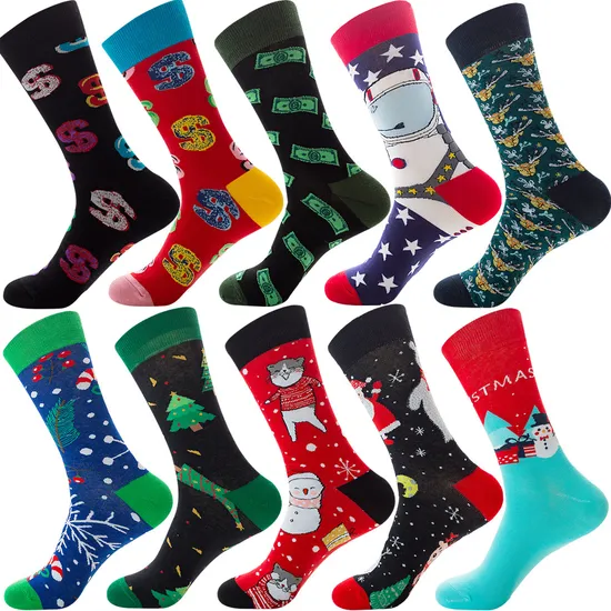 Classic Men Dress Socks OEM Men′s Casual Premium Cotton Socks Custom Logo Fashion Trendy Socks 