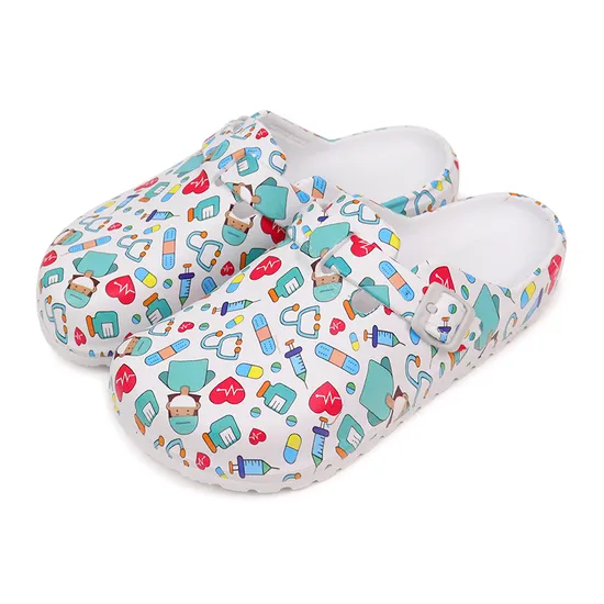 Women Print Nurse Shoes Wholesale Custom Casual Medical Garden Slippers Clogs 