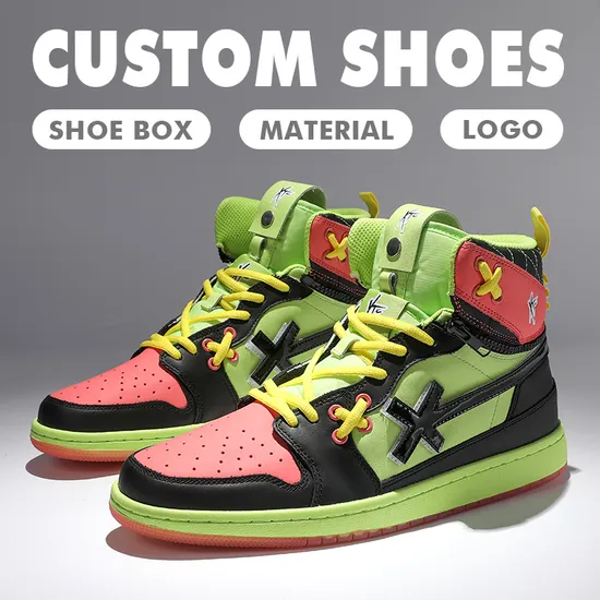OEM Custom Basketball Shoes Manufacturers Original Design Logo Genuine Leather Casual Men Custom Sport Running Sneakers Custom 